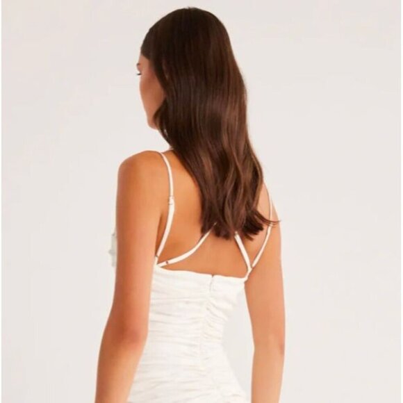Rumer The Label Dress Mecca Mini 100% Linen Bodycon Going Out Party White Small - Picture 3 of 15
